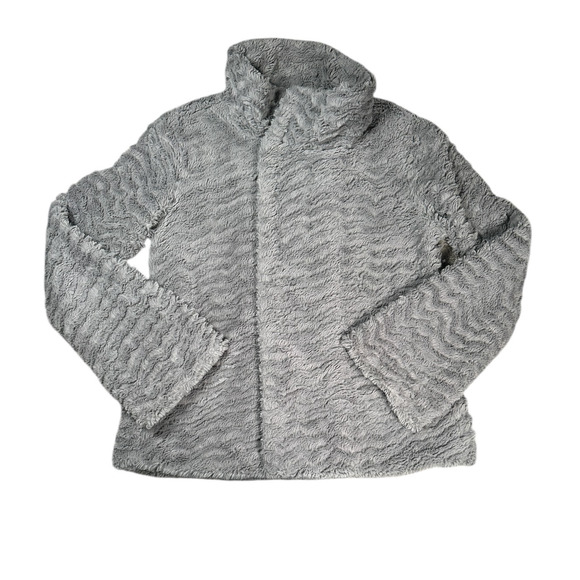 Patagonia Pelage Jacket Womens Size Small Grey Fuzzy Faux Fur Asymmetrical Zip - Picture 1 of 5
